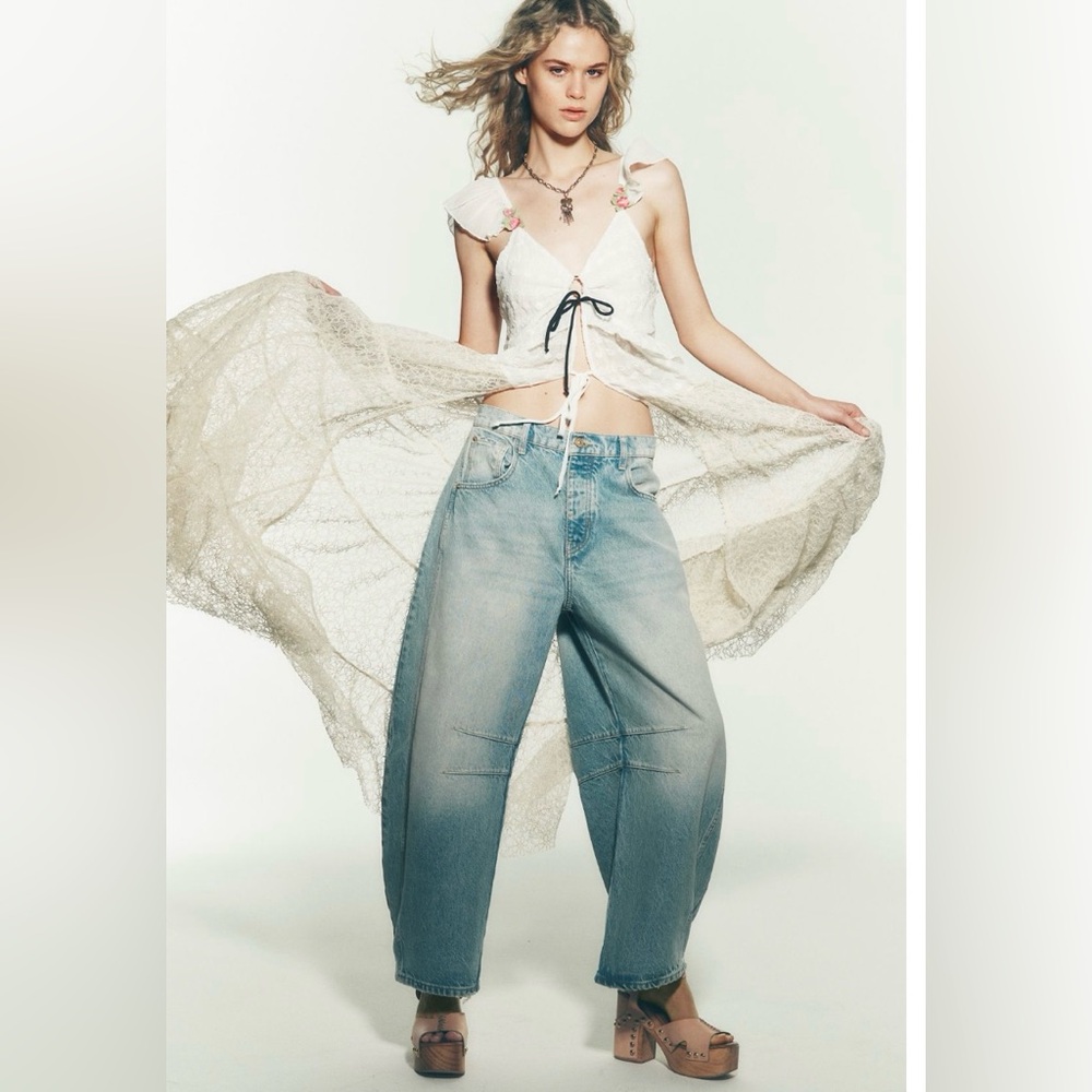 We The Free Washed Light Blue Wide-Leg Jeans